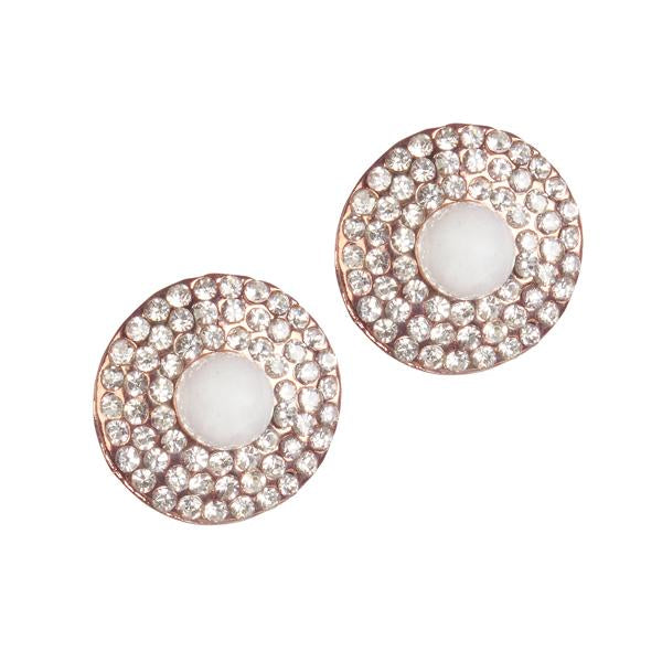 Urbana Pearl Austrian Stone Rose Gold Plated Stud Earrings - 1306821