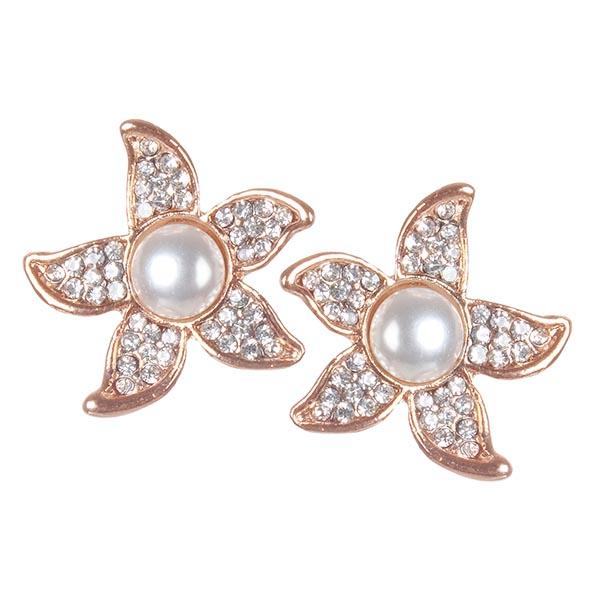 Urbana Glass Pearl Rose Gold Plated  Stud Earrings - 1306831