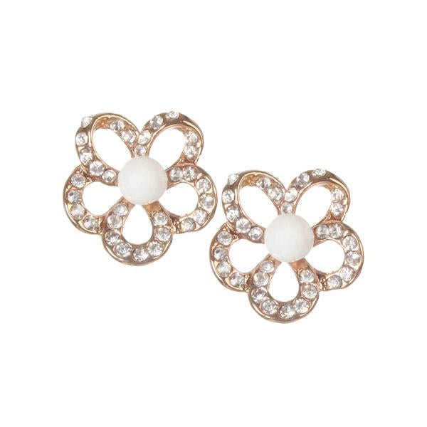 Urbana Pearl Austrian Stone Rose Gold Plated Stud Earrings - 1306833