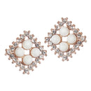 Urbana White Pearl Stone Gold Plated Stud Earrings - 1306834