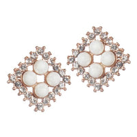 Urbana White Pearl Stone Gold Plated Stud Earrings - 1306834