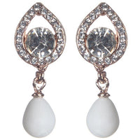 Urbana Glass Pearl Rose Gold Plated  Dangler Earrings - 1306835