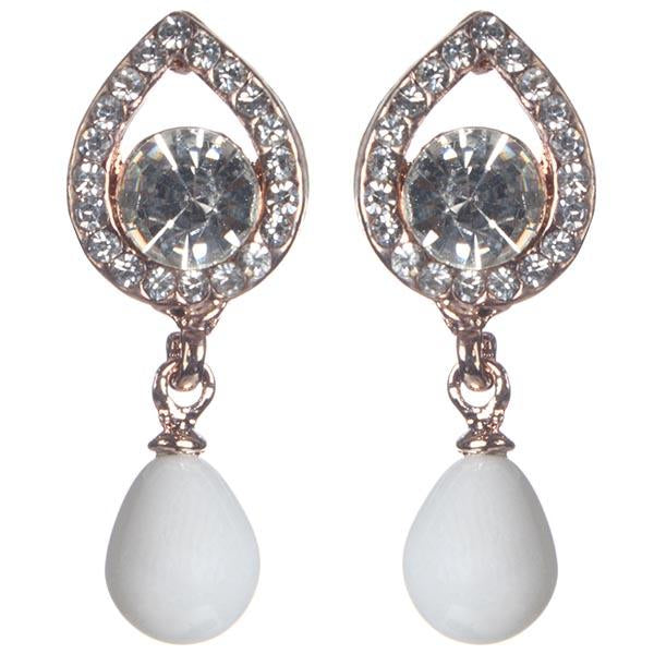 Urbana Glass Pearl Rose Gold Plated  Dangler Earrings - 1306835