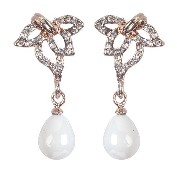 Urbana Glass Pearl Rose Gold Plated  Dangler Earrings - 1306838