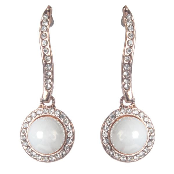 Urbana Glass Pearl Rose Gold Plated Dangler Earrings - 1306841