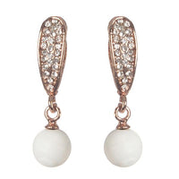 Urbana Glass Pearl Rose Gold Plated Dangler Earrings - 1306849