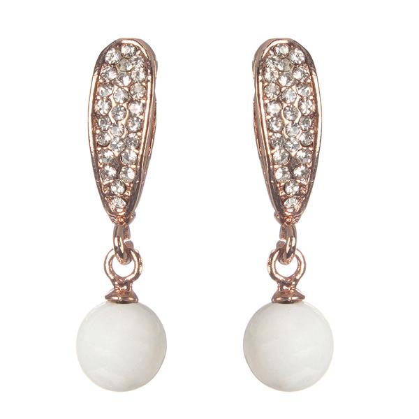 Urbana Glass Pearl Rose Gold Plated Dangler Earrings - 1306849