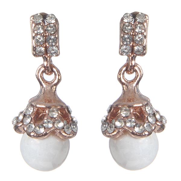 Urbana White Austrian Stone Gold Plated Earrings - 1306856