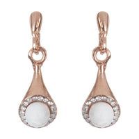 Urbana Glass Pearl Rose Gold Plated Dangler Earrings - 1306858