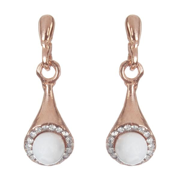 Urbana Glass Pearl Rose Gold Plated Dangler Earrings - 1306858