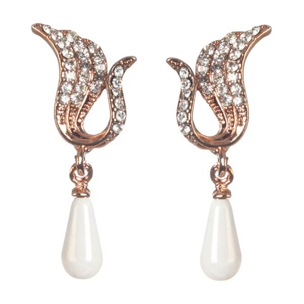 Urbana Glass Pearl Rose Gold Plated Dangler Earrings - 1306869