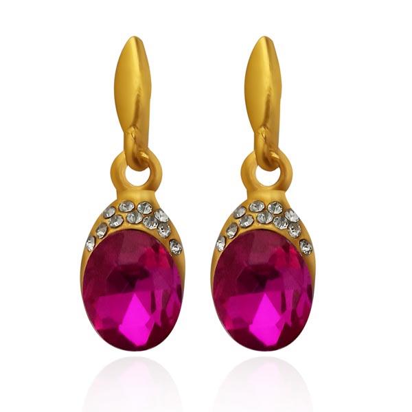 Kriaa Pink Austrian Stone Dangler Earrings - 1306919