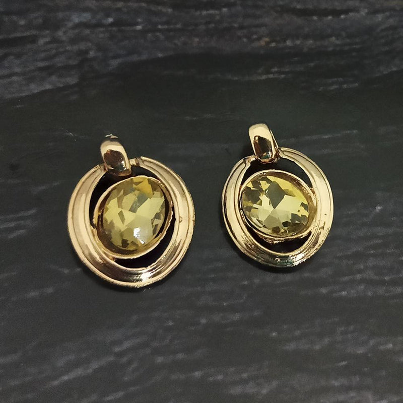 Kriaa Gold Plated Purple Crystal Stone Stud Earrings - 1306926A