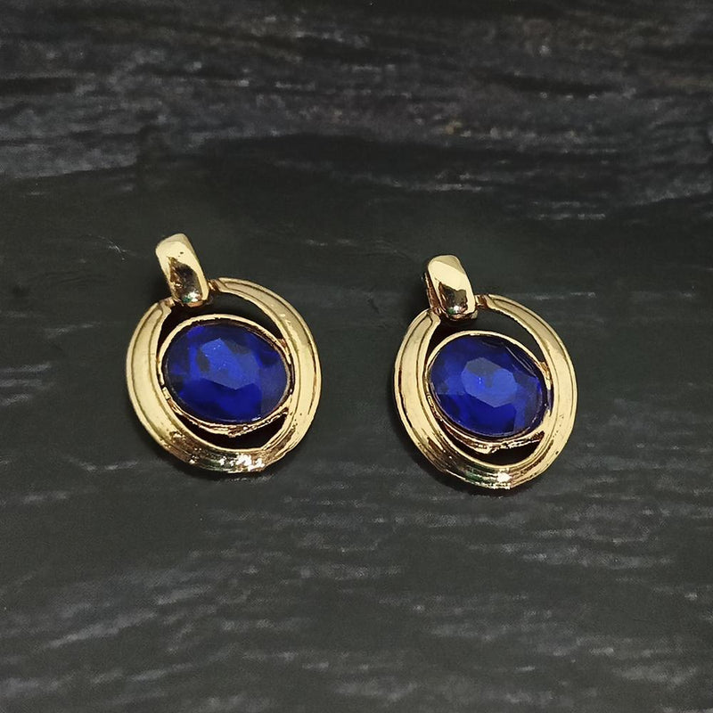 Kriaa Gold Plated Purple Crystal Stone Stud Earrings - 1306926A