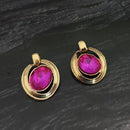 Kriaa Gold Plated Purple Crystal Stone Stud Earrings - 1306926A