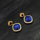 Kriaa Gold Plated Purple Crystal And Austrian Stone Stud Earrings - 1306928A