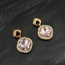 Kriaa Gold Plated Purple Crystal And Austrian Stone Stud Earrings - 1306928A