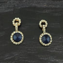 Kriaa Gold Plated Black Crystal And Austrian Stone Stud Earrings - 1306929A