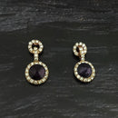 Kriaa Gold Plated Black Crystal And Austrian Stone Stud Earrings - 1306929A