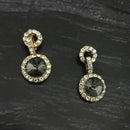 Kriaa Gold Plated Black Crystal And Austrian Stone Stud Earrings - 1306929A