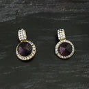 Kriaa Gold Plated Black Crystal And Austrian Stone Stud Earrings - 1306935A