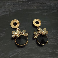 Kriaa Gold Plated Green Crystal And Austrian Stone Stud Earrings - 1306941A