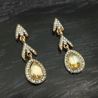 Kriaa Gold Plated Black Crystal And Austrian Stone Stud Earrings - 1306942A