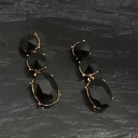 Kriaa Gold Plated Black Crystal Stone Dangler Earrings - 1306947A