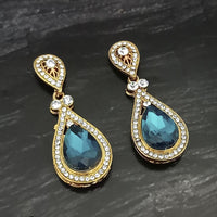 Kriaa Gold Plated Rama Green Crystal And Austrian Stone Dangler Earrings - 1306949A