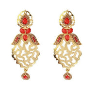 Kriaa Gold Plated Maroon Kundan Stone Dangler Earrings