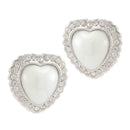 Kriaa Silver Plated White Austrian Stone Pearl Stud Earrings - 1307104