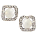Kriaa White Pearl Stone Silver Plated Studs Earrings - 1307162