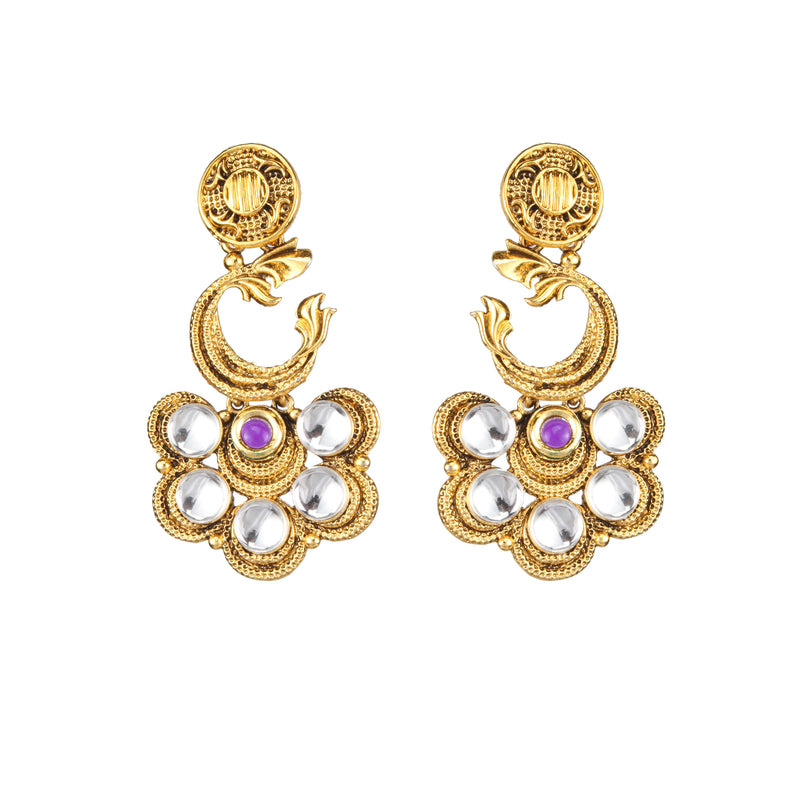 Amina Creation Gold Plated Dangler Earrings