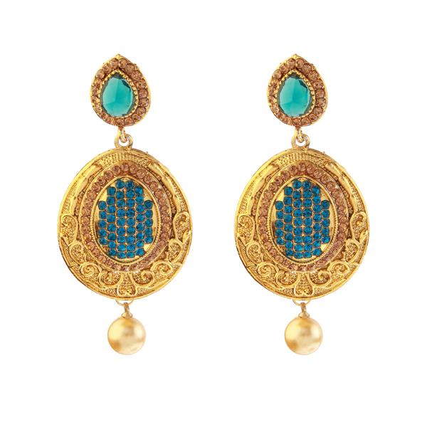 Kriaa Blue Austrian Stone Gold Plated Pack Of 6 Dangler Earrings - 1307410A