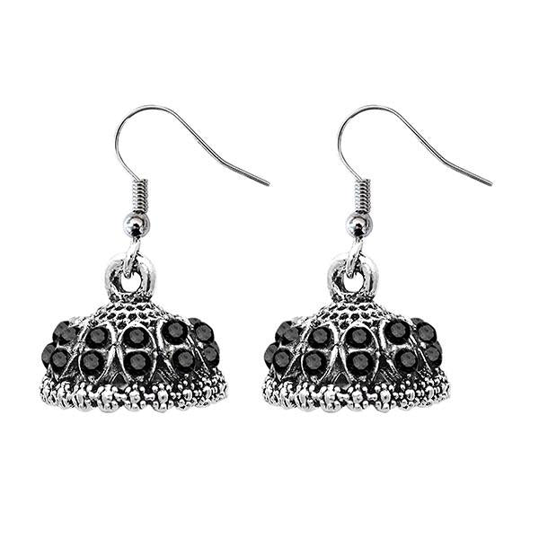 The99jewel Rhodium Plated Austrian Stone Jhumki Earrings - 1307511F