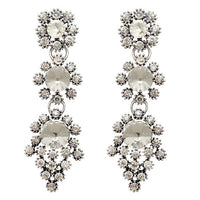 Jeweljunk Austrian Stone Rhodium Plated Dangler Earrings - 1307729A