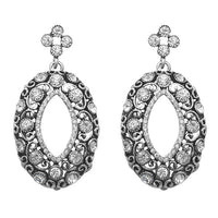 Jeweljunk Oxidised Plated Austrian Stone Dangler Earrings - 1307738A