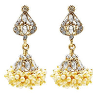 Kriaa White Austrian Stone Gold Plated Dangler Earrings - 1307813A