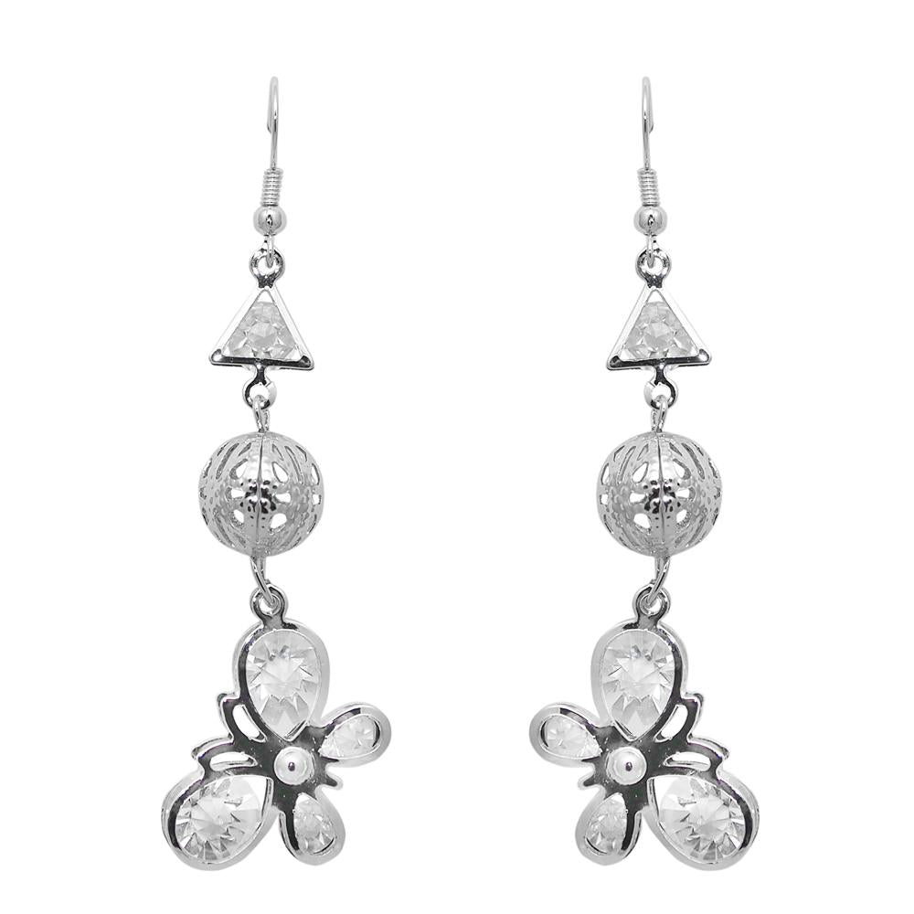 Urthn Silver Plated Austrian Stone Dangler Earrings - 1307948