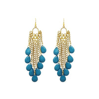 Urthn Gold Plated Blue Drop Dangler Earrings - 1307964H