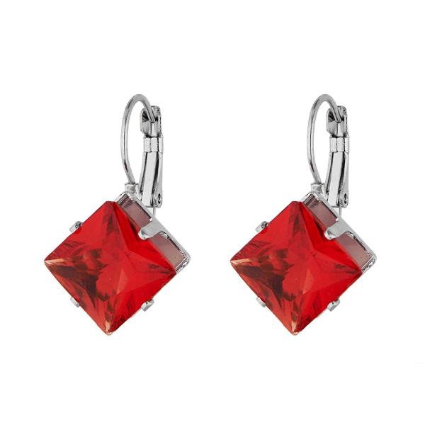 Kriaa Silver Plated Maroon Resin Stone Dangler Earrings - 1307965B