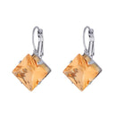 Kriaa Orange Resin Stone Silver Plated Dangler Earrings - 1307965E