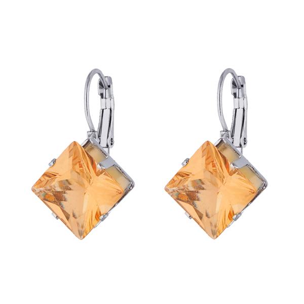 Kriaa Orange Resin Stone Silver Plated Dangler Earrings - 1307965E
