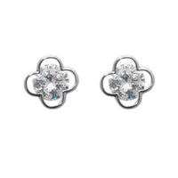 Morini Cubic Zirconia Diamond  Floral Stud Earrings - 1308015