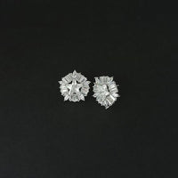 Urthn AD Stone Rhodium Plated Stud Earrings - 1308040B