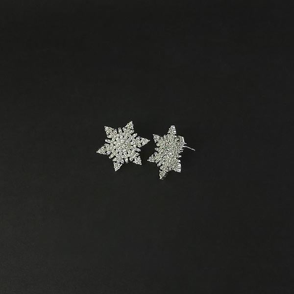 Urthn AD Stone Rhodium Plated Stud Earrings - 1308041B