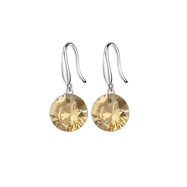 Kriaa Brown Crystal Stone Silver Plated Hook Earrings