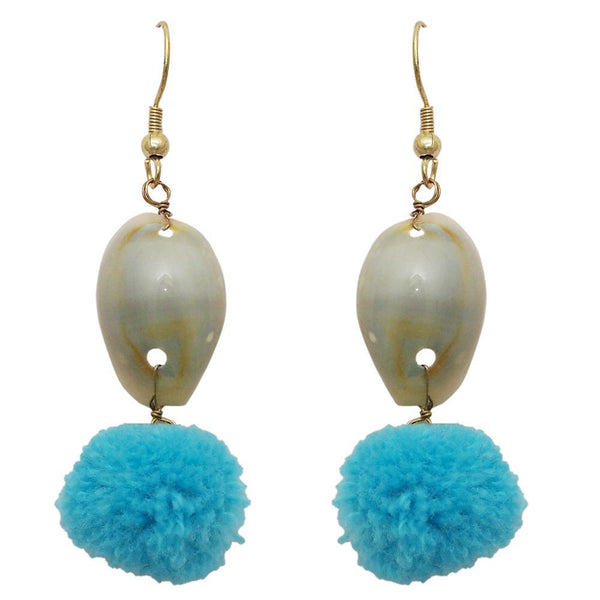 Jeweljunk Blue Thread Shell Gold Plated Earrings - 1308307C