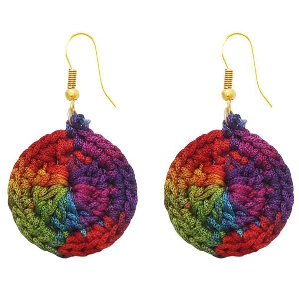 The99Jewel Multicolour Thread Round Shape Earrings - 1308311H