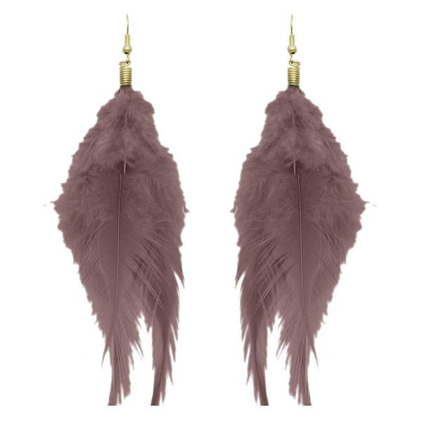 Jeweljunk Gold Plated Brown Feather Earrings - 1308316B